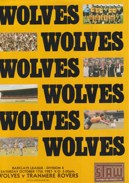 Wolverhampton Wanderers v Tranmere Rovers Match Programme 1987-10-17